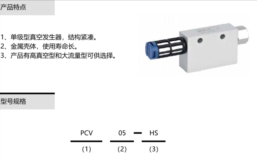 PCV系列单级型真空发生器(图1)