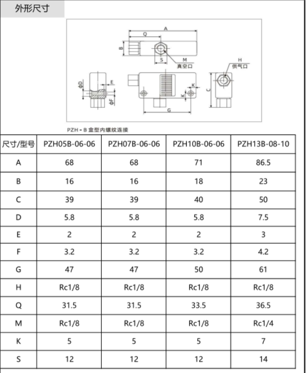 PZH系列单机型真空发生器(图10)